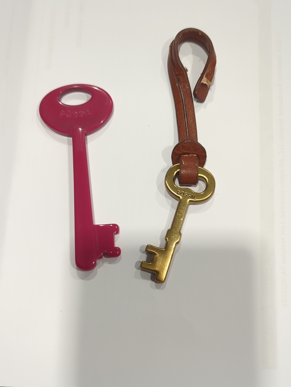 Fossil Leather Loop Key Charm with Gold-Tone Key